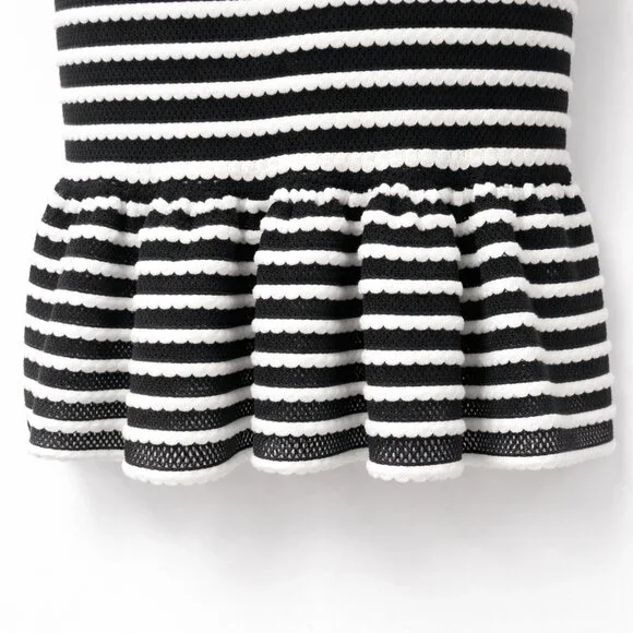 BCBGMAXAZRIA Black & White Stripe Ruffle Hem Knit Dress NWOT - Picture 8 of 12